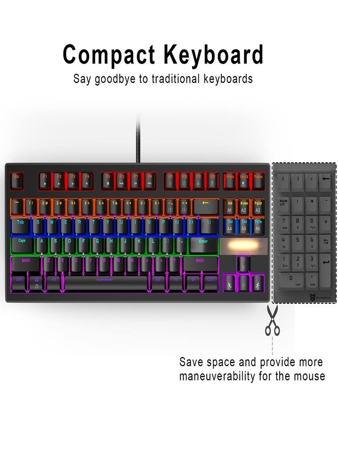 Annivia Anivia True Mechanical Gaming Keyboard With Blue Switches, 87 Keys Waterproof for PC Laptop PS4 PS5 Xbox, Rainbow Red Backlit, Classic Wired USB - Image 3