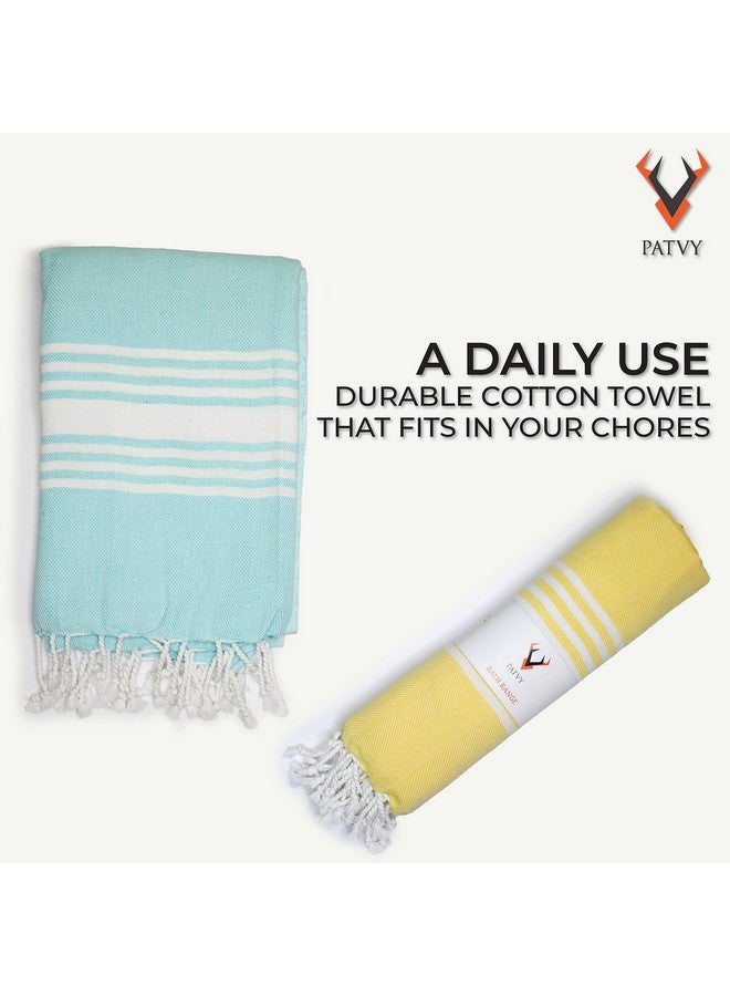 PATVY Bath Towels| Light Weight Turkish Style Bath Towels For Men Large Size Cotton|75 X 150Cm Quick Absorption &Faster Drying Bath Towel For Women| 100% Cotton(Pack Of 2,Yellow&Water Green),90 TC - Image 4