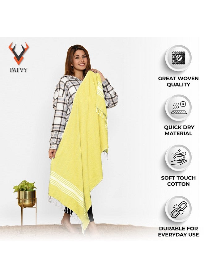 PATVY Bath Towels| Light Weight Turkish Style Bath Towels For Men Large Size Cotton|75 X 150Cm Quick Absorption &Faster Drying Bath Towel For Women| 100% Cotton(Pack Of 2,Yellow&Water Green),90 TC - Image 2