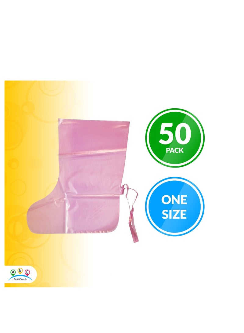SYOSI Disposable Boot Covers with Ties XL Size. Pack of 60 Clear Unisex Waterproof Shoe Covers, Disposable Shoe Covers for Indoors 5.5 Mil Thick Low Density Polyethylene Shoe Booties, Shoe Cover 45.5*37cm  - Image 2