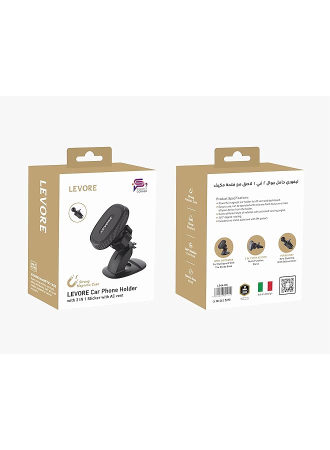 LEVORE Universal Magnetic Phone Holder For Windshield And Dashboar|Black - Image 2