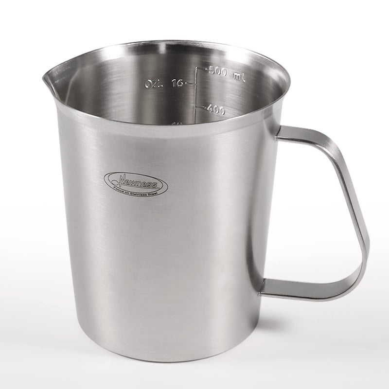 Newness Stainless Steel Measuring Cup Metal Measuring Cup with Handle Upgraded 3 Marking Including CupMLOunce Scale 16 Ounces 05 Liter 2 Cup