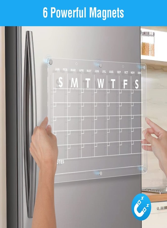 Suneerplay Acrylic Magnetic Dry Erase Board Calendar for Fridge 2 Set, 16.5"x12" Inch Clear Dry Erase Calendar for Refrigerator, Acrylic Planner Calendars Includes 6 Colors Markers with Eraser - Image 3
