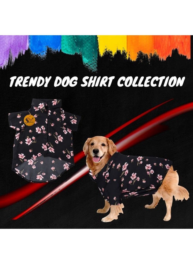 Sage Square Funky Soft Material Dog Shirt | Cool/Funky Print Pet | Soft Light Weight | Comfortable & Breathable Dog Clothing | Trendy Vest Outfit (Medium - 16 Inch) (Black Flower Print) - Image 2