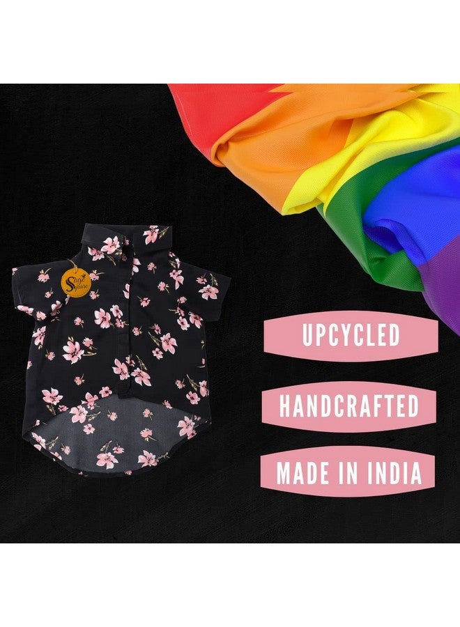 Sage Square Funky Soft Material Dog Shirt | Cool/Funky Print Pet | Soft Light Weight | Comfortable & Breathable Dog Clothing | Trendy Vest Outfit (Medium - 16 Inch) (Black Flower Print) - Image 4