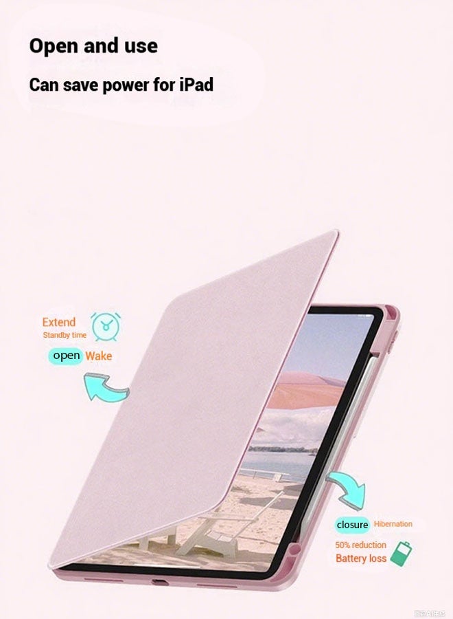 Case for Redmi Pad Se 11-Inch Tablet Cover With Pen Slot/Tablet 360° Rotating Protective Case/Auto Sleep/Wake Slim Stand/Transparent Tpu Protective Case/Free AED29 Anti-Glare Protective Film/Felt Tablet Pouch- Pink - Image 2