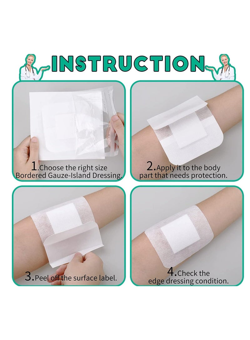 VIUAUAX 10 Pieces Bordered Gauze, Non-Woven Dressings, Waterproof Gauze Pads, Breathable Bandage Wrapped Separately  - Image 2