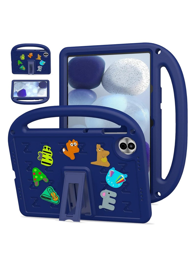 VKL Kids Case for Honor Pad 10 12.1 inch 2025 Tablet [Kids Friendly] DIY Cute Cartoon Lightweight EVA Shockproof Cover with Portable Handle/Stand/Shoulder Strap (Navy Blue) - Image 2
