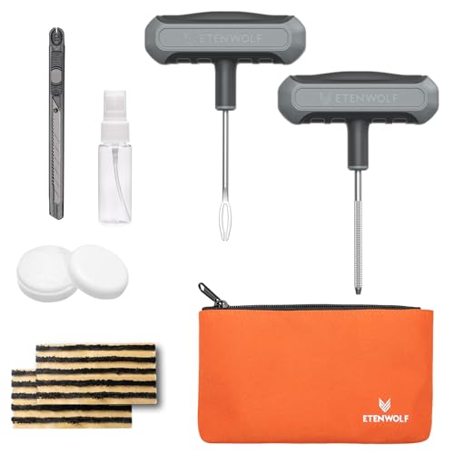 ETENWOLF Flat Tire Repair Kit with Plugs 16 Pcs Heavy Duty Tire Plug Kit for Car Motorcycle ATV Jeep Truck Tractor Grey - Image 1