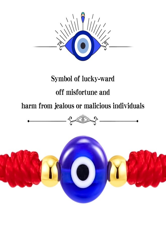 Poxtex 9pcs Evil Eye 7 Knot Lucky Bracelets, Rakhi for Brother and Bhabhi Adjustable Red String Amulet for Women Men with Gold Bead, Protection Jewelry Hand Bracelet - Image 2