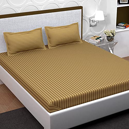 PAVO Studio Tranquil Bedsheet Collection, Bedsheet King Size Bed Cotton, 300 TC Cotton Bedsheet with 2 Pillow Covers, Latte Beige - Image 1