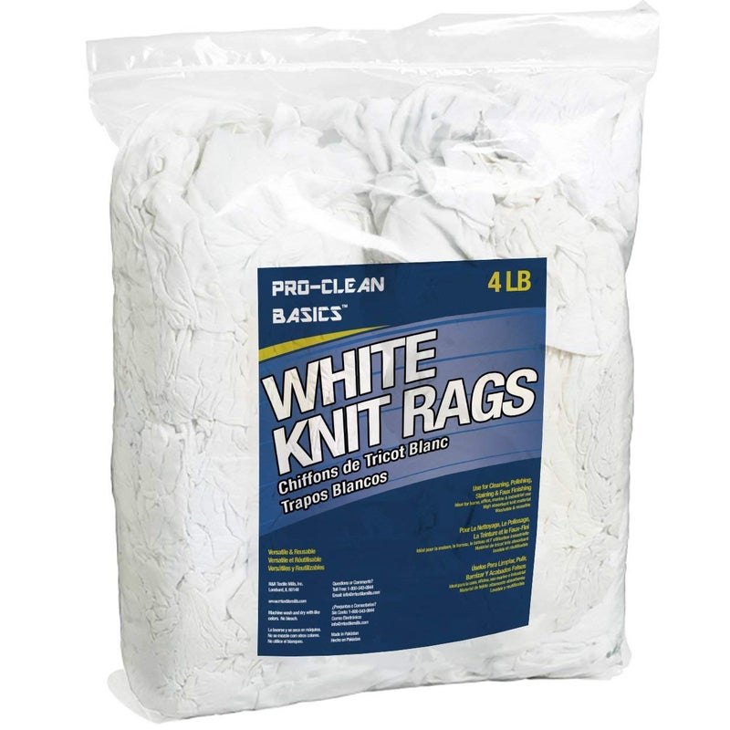 Pro-Clean Basics ProClean Basics 99361 Premium Supreme Quality Smooth Jersey Die Cut Cleaning TShirt Cloth Rags Lint Free White 15 lb Box