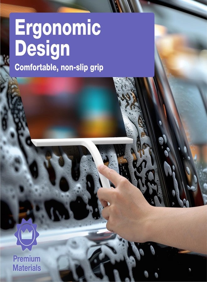 Kincmax All-Purpose Shower Squeegee - Stainless Steel Silicone Bath Squeegee for Glass Doors With Hook - Bathroom Kitchen Window Door - Small White - Image 4