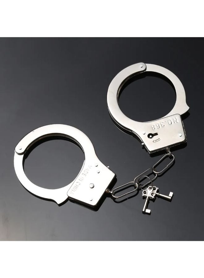 Police Role Play Costume Accessories Metal Handcuffs  - Image 1