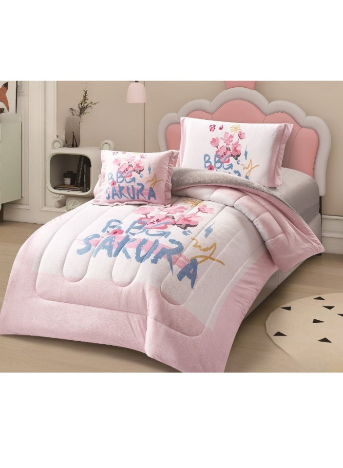 SMART HOME Luxury double-sided winter baby bedspread (soft velvet side + warm faux fur side) – Complete bedding set with beautiful patterns – 4-piece sleeping set (bedspread + mattress protector + pillowcase + square pillowcase). Bedspread size: 170 x 230 cm. - Image 1