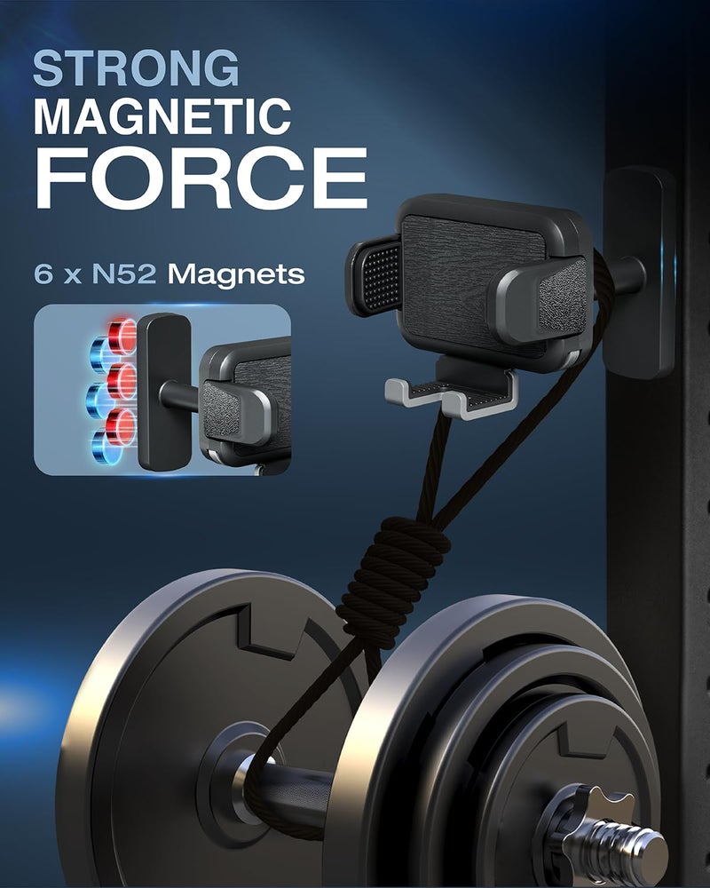 OEO Magnetic Phone Holder for Gym | Magnet Gym Phone Mount with Quick Release Clamp for Android & iPhone | Compatible with 4â€â€“7.1â€ Phones & Thick Cases | Gym Accessories for Men & Women - Image 5