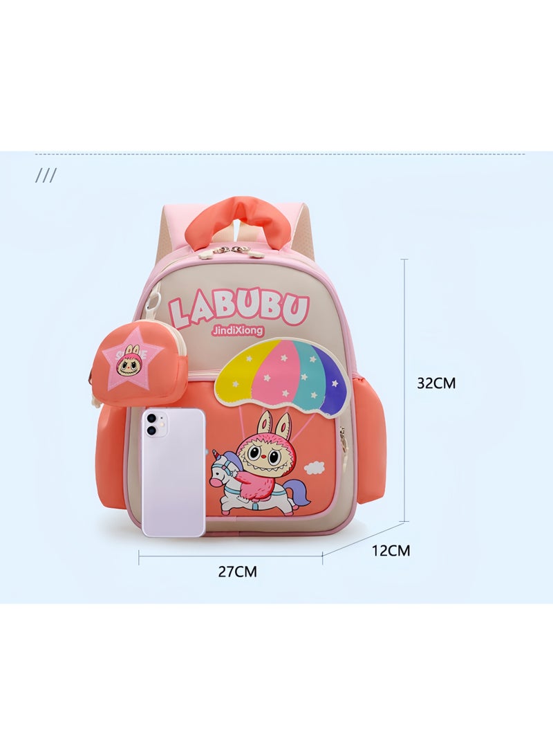 لابوبو حقيبة مدرسية جديدة رائعة لرياض الأطفال، حقيبة ظهر خفيفة الوزن من القماش للأطفال، بتصميم كرتوني لطيف للأولاد والبنات - Image 3