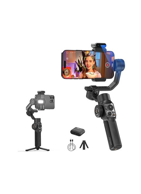 جيمبال Zhiyun Smooth 5S AI كومبو ثلاثي المحاور (أسود) - مع وحدة التتبع الذكي والإضاءة للفلوقينغ الاحترافي