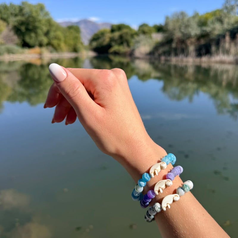 Fahlo Drift Bracelet Manatee Tracking Bracelet, Elastic, Supports Clearwater Marine Aquarium, one Size fits Most for Men and Women (Aqua Blue) - Image 2