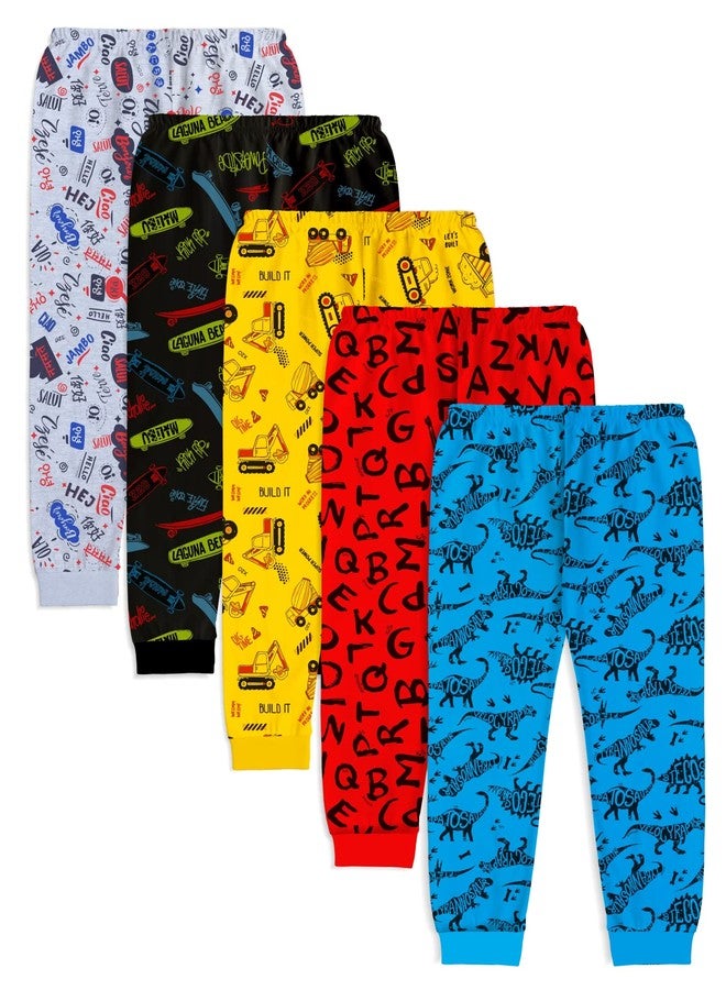 X2O Cotton Pants for Boys and Girls with Ankle Cuff and All Over Prints(Pack of 5)(Black)(0-3 Months) - Image 1