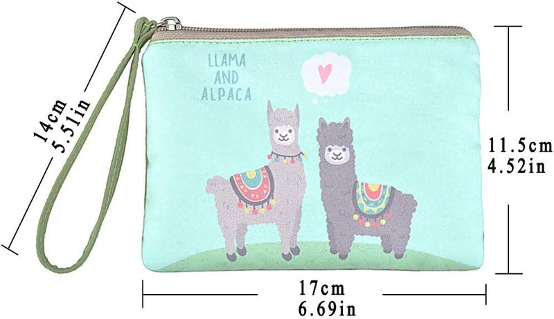 Rantanto Small Cute Cash Coin Purse, Canvas Change Purse, Kawaii Coin Pouch With Handle Christmas Gift For Women Teenager Girls (BG0023 Llama And Alpaca) - Image 2