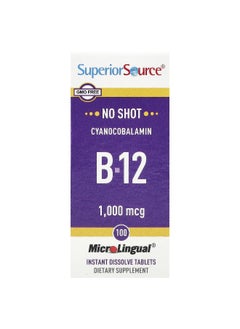 Superior Source Superior Source, Cyanocobalamin B12, 1,000 mcg, 100 MicroLingual® Instant Dissolve Tablets  - Image 1