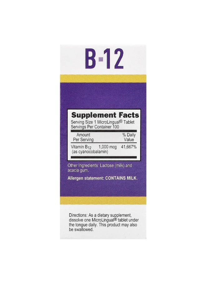 Superior Source Superior Source, Cyanocobalamin B12, 1,000 mcg, 100 MicroLingual® Instant Dissolve Tablets  - Image 2