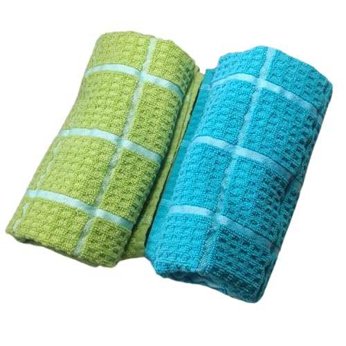 LookTrendyNow Super Soft Lint Free Quick Dry Gym Towel Combo Essence (Green Light Blue’) |41X61 cms| Pack of 2 - Image 1