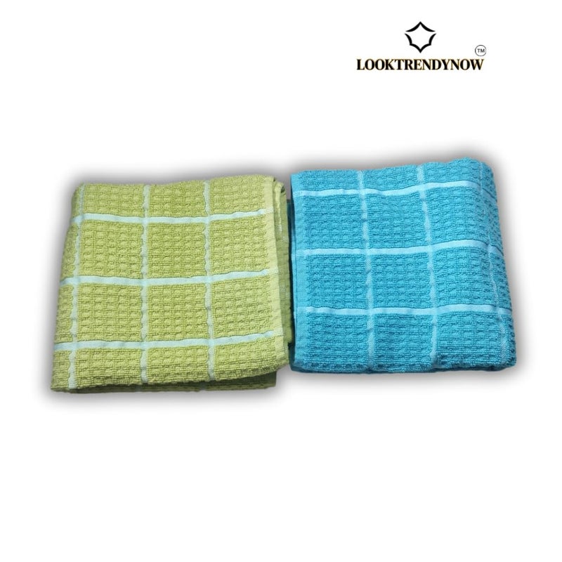 LookTrendyNow Super Soft Lint Free Quick Dry Gym Towel Combo Essence (Green Light Blue’) |41X61 cms| Pack of 2 - Image 2