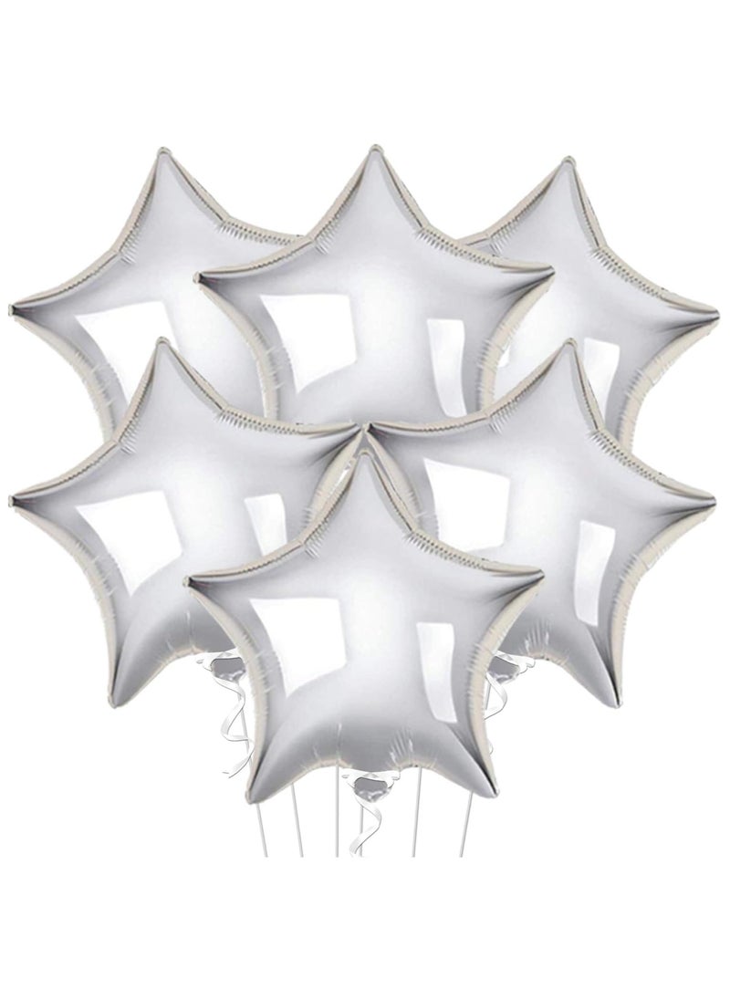 KATCHON Silver Star Balloons for Party Decoration - Pack of 6 18 Inch | Twinkle Little Star Silver Balloons for Birthday  - Image 1