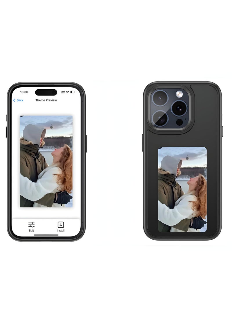 VICTGOAL - Upgraded 4-Color HD E Ink Screen Phone Case with Larger Display for iPhone , Supports NFC Transfer, DIY Photos & Images Display, Smart Digital Protective Case Black - Image 1