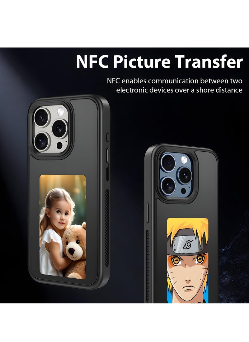 VICTGOAL - Upgraded 4-Color HD E Ink Screen Phone Case with Larger Display for iPhone , Supports NFC Transfer, DIY Photos & Images Display, Smart Digital Protective Case Black - Image 1