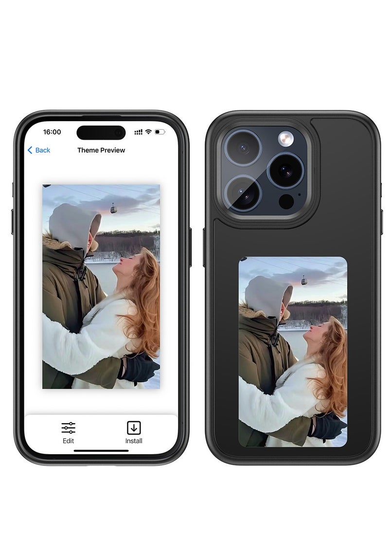 VICTGOAL - Upgraded 4-Color HD E Ink Screen Phone Case with Larger Display for iPhone , Supports NFC Transfer, DIY Photos & Images Display, Smart Digital Protective Case Black - Image 1