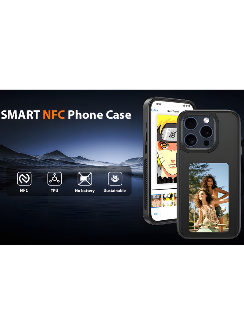 VICTGOAL - Upgraded 4-Color HD E Ink Screen Phone Case with Larger Display for iPhone , Supports NFC Transfer, DIY Photos & Images Display, Smart Digital Protective Case Black - Image 1