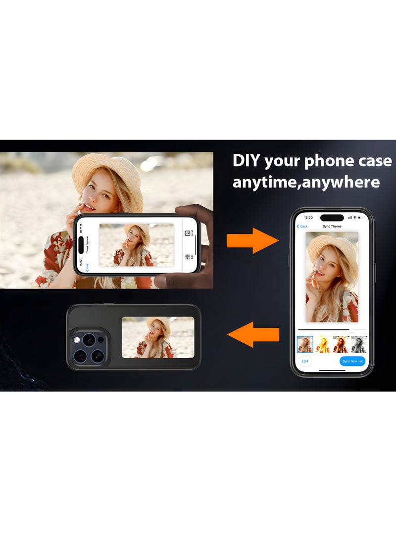 VICTGOAL - Upgraded 4-Color HD E Ink Screen Phone Case with Larger Display for iPhone , Supports NFC Transfer, DIY Photos & Images Display, Smart Digital Protective Case Black - Image 1