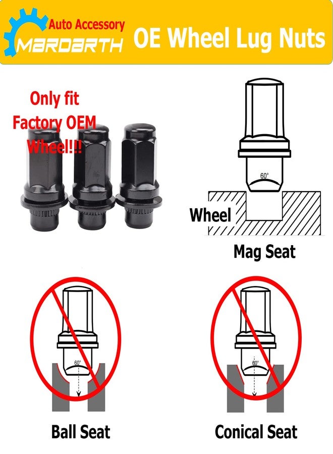 Mardarth Set of 24, 12x1.5mm 1.87 Inch Length 13/16 Hex OEM Factory Mag Lug Nuts for Tacoma 4 Runner FJ Cruiser Matrix GX460 GX470 SR5 Pre-Runner TRD Off-Road Limited Black - Image 4