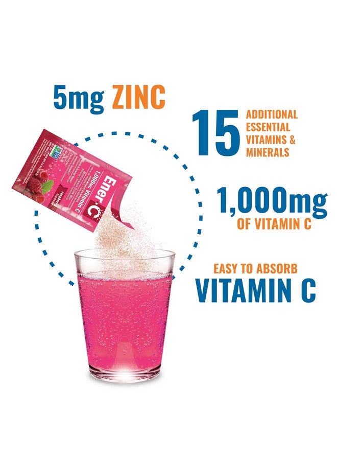 إنر-أس مسحوق مشروب متعدد الفيتامينات من Ener-C Raspberry يحتوي على فيتامين C 1000 مجم وإلكتروليتات مع عصير فاكهة حقيقي، طاقة طبيعية ودعم مناعي للنساء والرجال - خالٍ من الكائنات المعدلة وراثيًا ونباتي وخالي من الجلوتين - 60 قطعة - Image 4