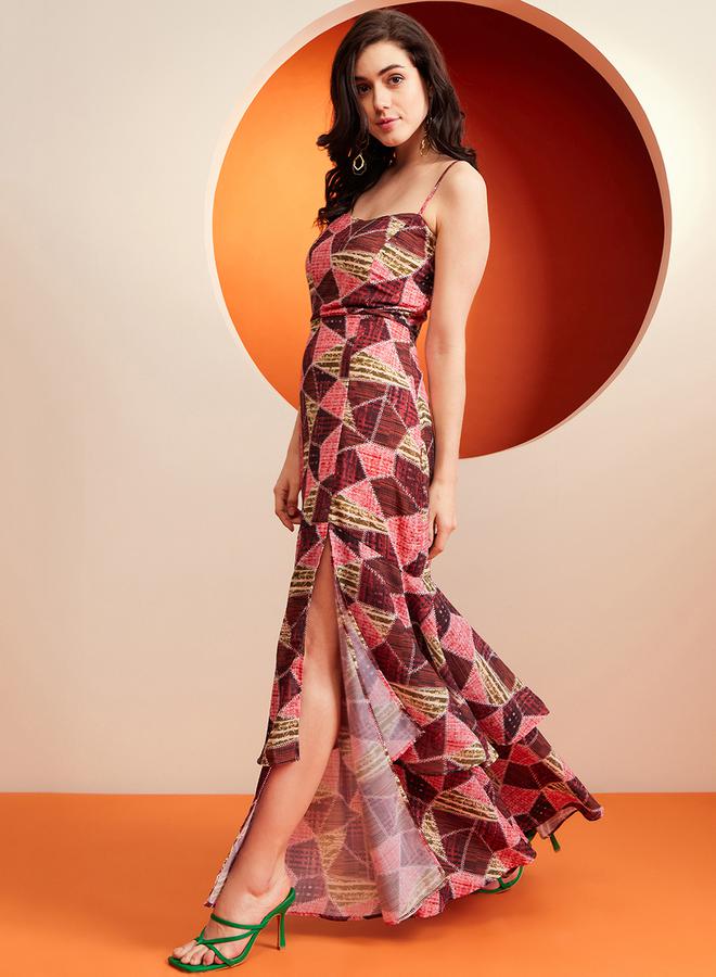 كاجوالي فستان ماكسي هندسي - Image 3