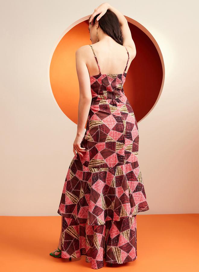 كاجوالي فستان ماكسي هندسي - Image 4