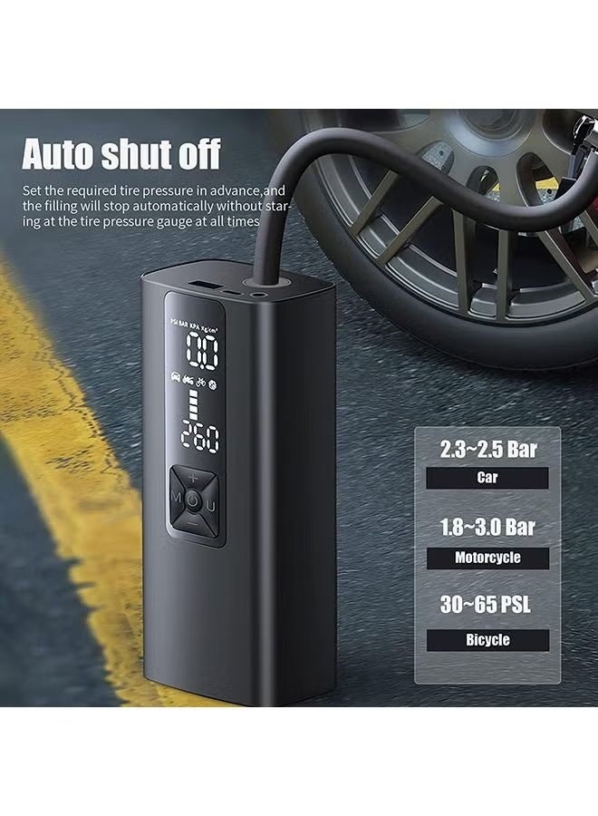Portable Air Compressor 6000mah 150PSI , LCD Dual Screen, Cordless and Strong Power， Rechargeable Tire Inflator, Cordless Emergency LED Light Electric Air Pump for Car Tire Bicycles Motorcycle Balls - Image 3