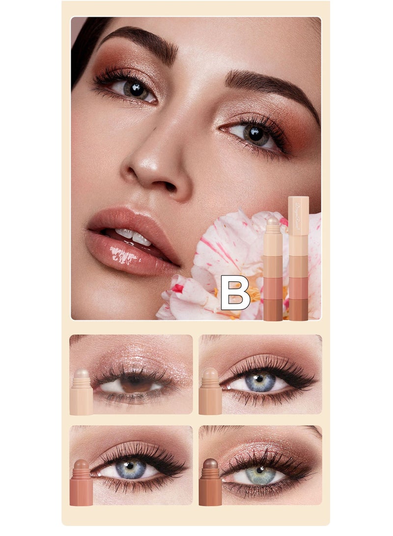 Dragon Ranee 4-in-1 Nude Cream Eyeshadow Stick, Matte Eye Shadow Face & Eye Highlighter Pen, Matte Nude Eye Makeup, Highly Pigmented Eyeshadow, Perfect Gifts For Women - Image 2