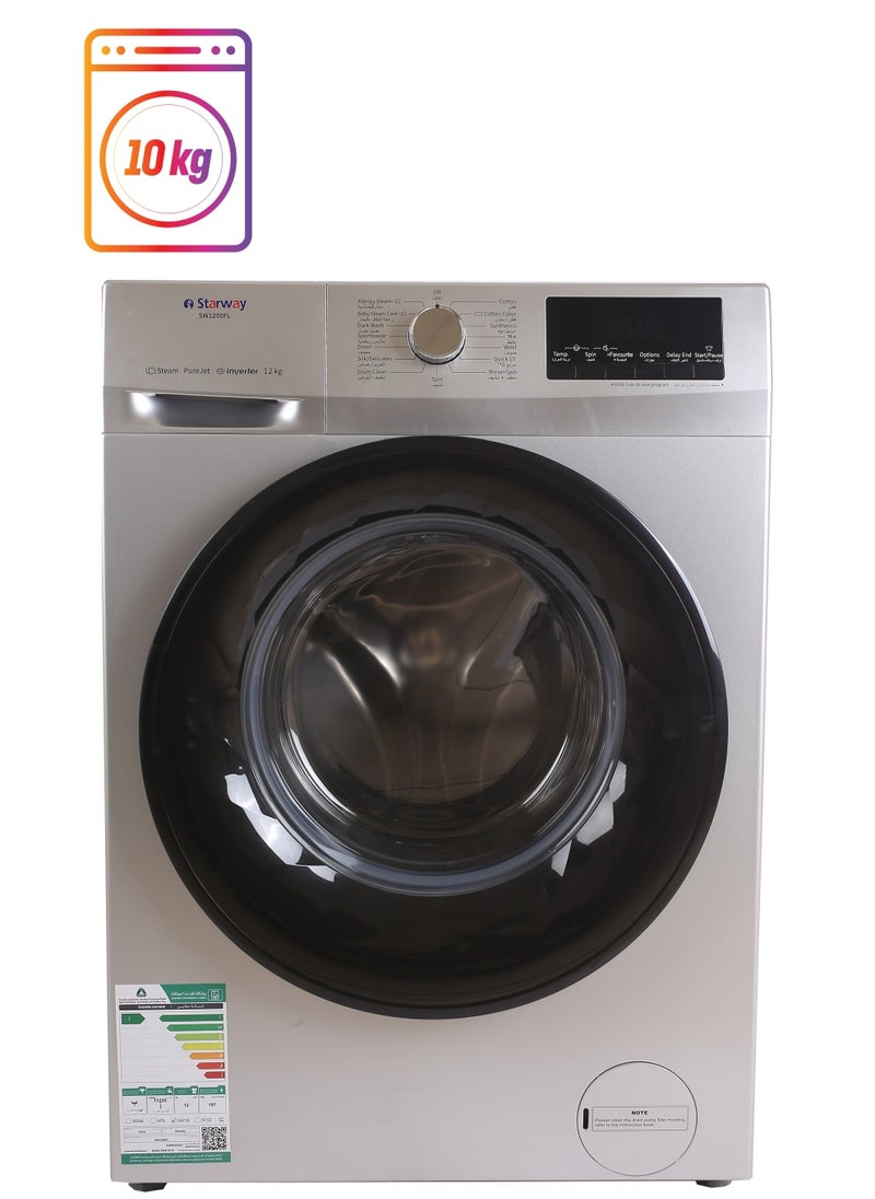 Starway - Starway 10 Kilo Front Load Automatic Washing Machine, 15 Programs, Noiseless Energy Saving High Quality. Silver - Image 1
