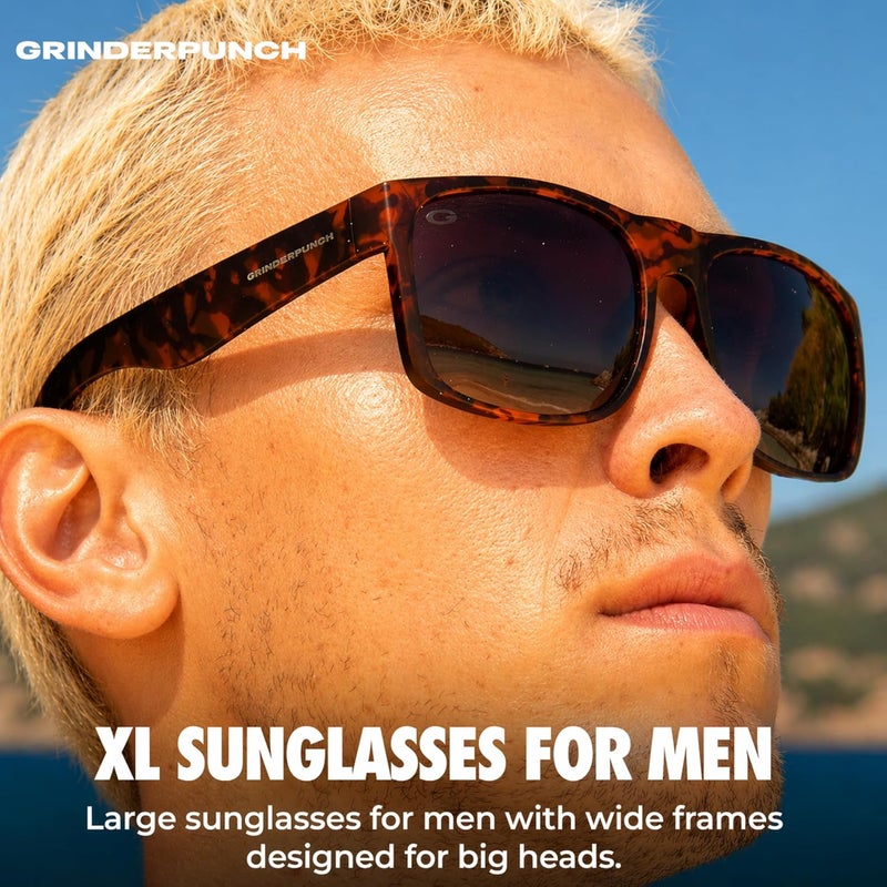 grinderPUNCH Mens Oversized Sunglasses XL Big Head Fit, Extra Wide Frame Sunglasses for Men, Big Heads, XXL Large Wide Shades - Image 2
