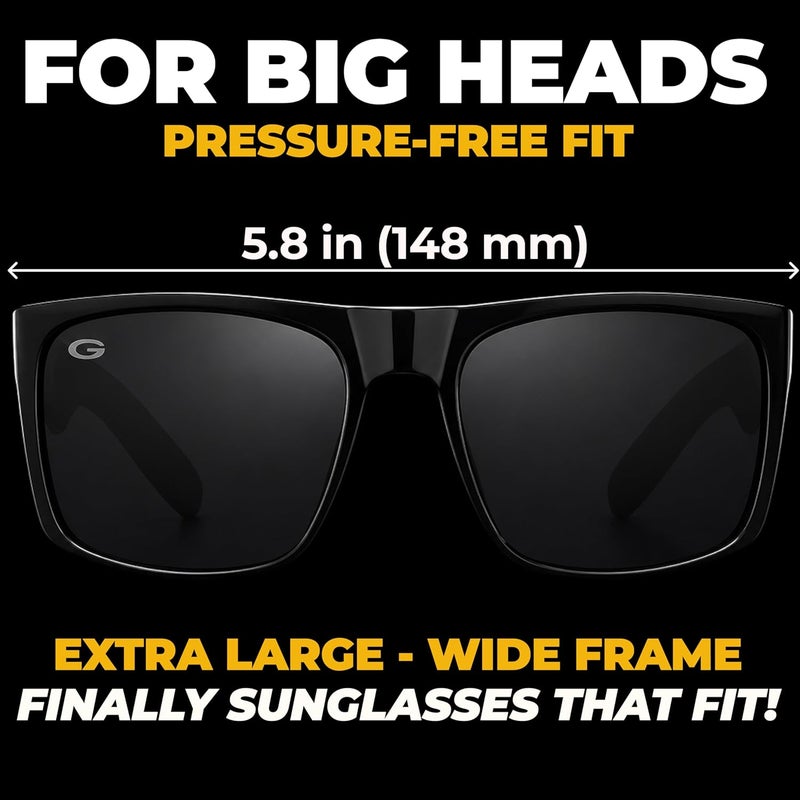 grinderPUNCH Mens Oversized Sunglasses XL Big Head Fit, Extra Wide Frame Sunglasses for Men, Big Heads, XXL Large Wide Shades - Image 5