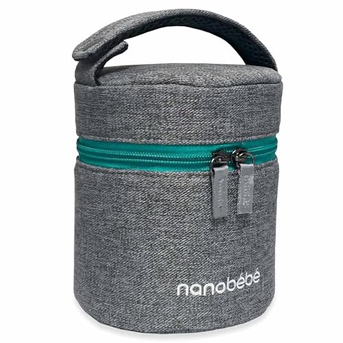 NANOBÉBÉ Nanobebe Breastmilk Baby Bottle Cooler Travel Bag with Ice Pack Included Compact Triple Insulated Easily attaches to Stroller or Diaper Bag Grey - Image 1
