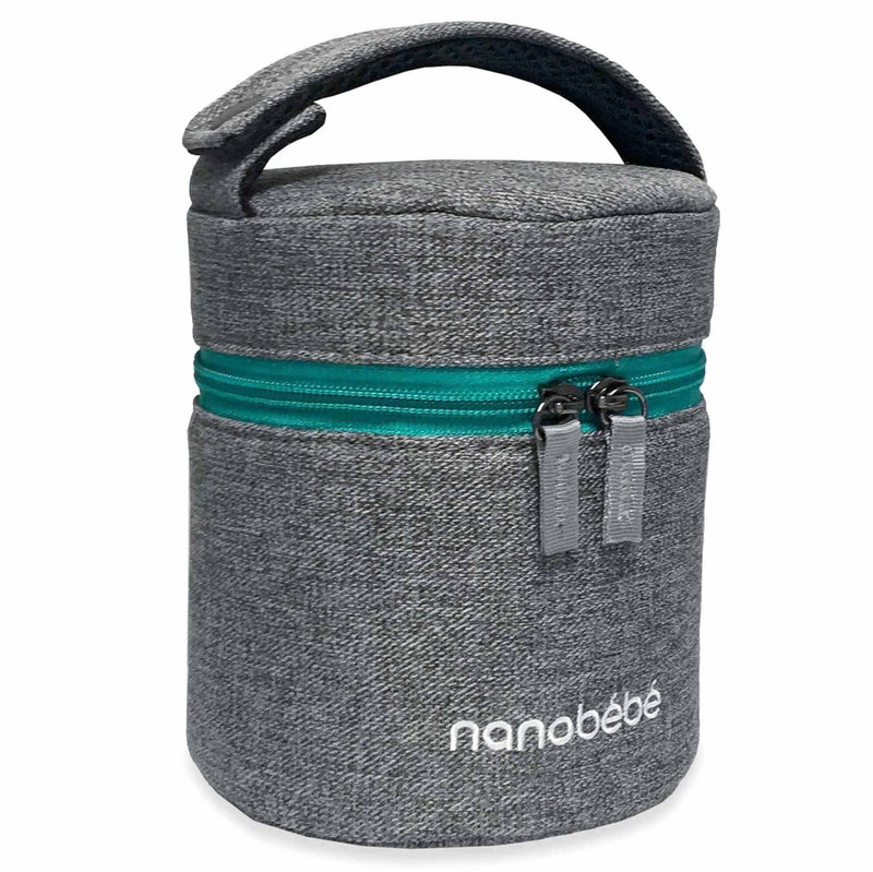 NANOBÉBÉ Nanobebe Breastmilk Baby Bottle Cooler Travel Bag with Ice Pack Included Compact Triple Insulated Easily attaches to Stroller or Diaper Bag Grey - Image 3