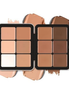 Contour Concealer Palette12 Colors,Afflano Professional Natural Contour Powder+ Cream Concealer Palette Kit,Face Neck Daily Use Contouring Foundation/Concealer Palette,for All Skin- Vegan,Cruelty Free