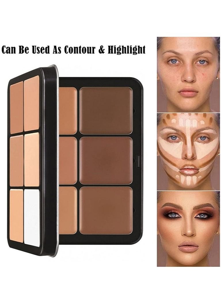 BEAUTY PLUS - Contour Concealer Palette12 Colors,Afflano Professional Natural Contour Powder+ Cream Concealer Palette Kit,Face Neck Daily Use Contouring Foundation/Concealer Palette,for All Skin- Vegan,Cruelty Free - Image 1