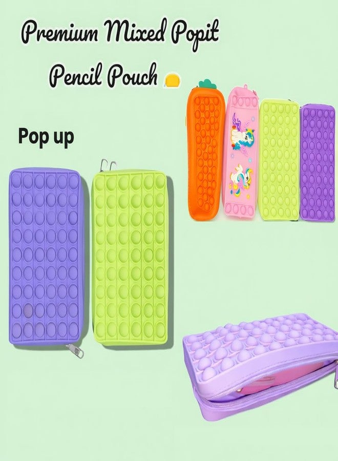 شايني تشارم حقيبة أقلام ShinyCharm Premium Popit للأطفال في المدرسة، حقيبة تنظيم أقلام ذات سعة كبيرة، حقيبة Popit لطيفة وأنيقة مع أدوات مكتبية (أخضر) - Image 2