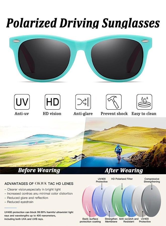 CIKJUK Polarized Kids Sunglasses Boys Girls Rubber Frame Children Sun Glasses Flexible TPEE Sunglass Toddler Sun Glas for Kid Eyewear Age 3-12 Pink - Image 3